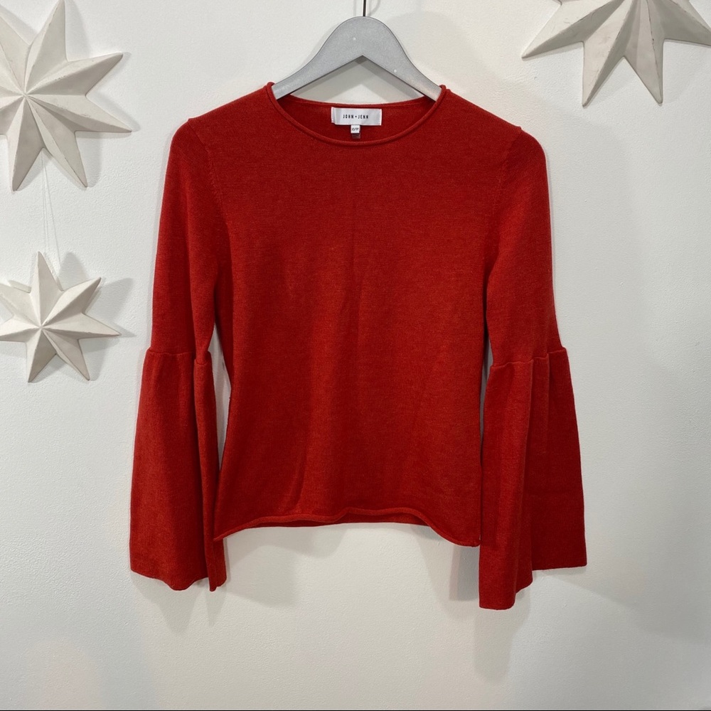 Anthropology john+Jenn orange bell sleeve sweater